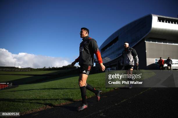 Sonny Bill Williams of the All Blacks arrives for a New Zealand All Blacks training session at Trusts Stadium on July 4, 2017 in Auckland, New...