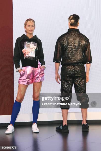 Models walk the runway during the Marcell von Berlin 'Genesis' collection presentation on July 3, 2017 in Berlin, Germany.
