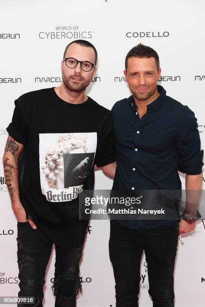 Designer Marcell von Berlin and Renato Leo during the Marcell von Berlin 'Genesis' collection presentation on July 3, 2017 in Berlin, Germany.