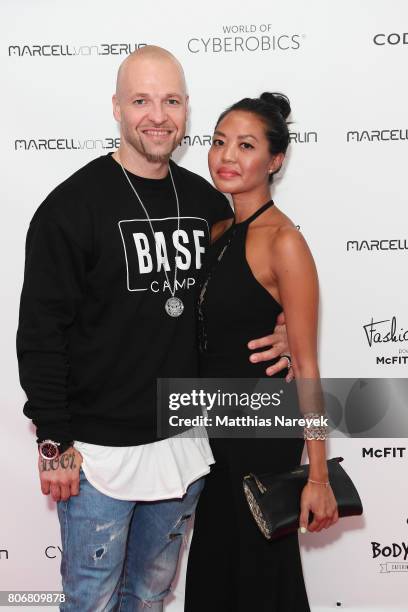 Mateo Jaschik and Tanya Ernst during the Marcell von Berlin 'Genesis' collection presentation on July 3, 2017 in Berlin, Germany.