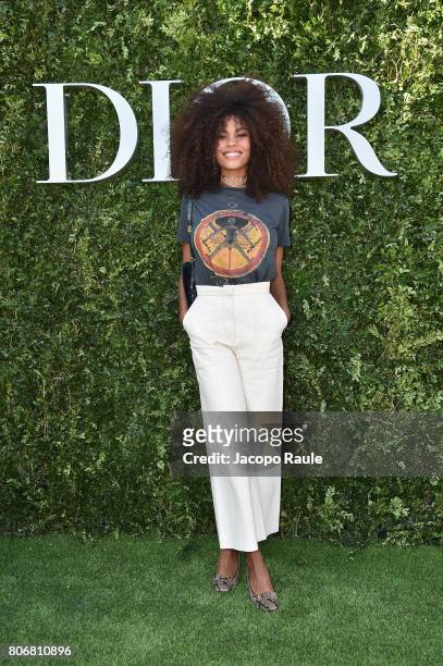 Tina Kunakey attends 'Christian Dior, couturier du reve' Exhibition Launch celebrating 70 years of creation at Musee Des Arts Decoratifs on July 3,...