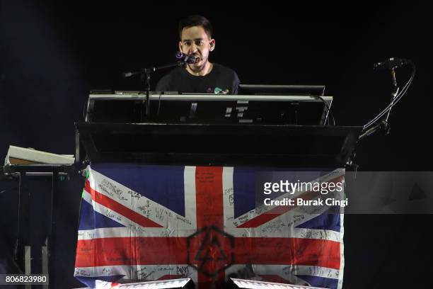 Mike Shinoda of Linkin Park performs at The O2 Arena on July 3, 2017 in London, England.
