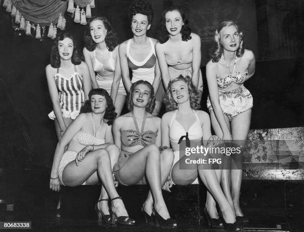 Contestants in the Miss Photo Carnival pageant held to highlight the three day photographic carnival in New York. Back row, left to right, Louise...