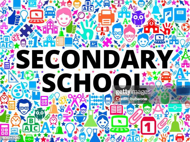 secondary school school and education vector icon background - school hall clock stock illustrations