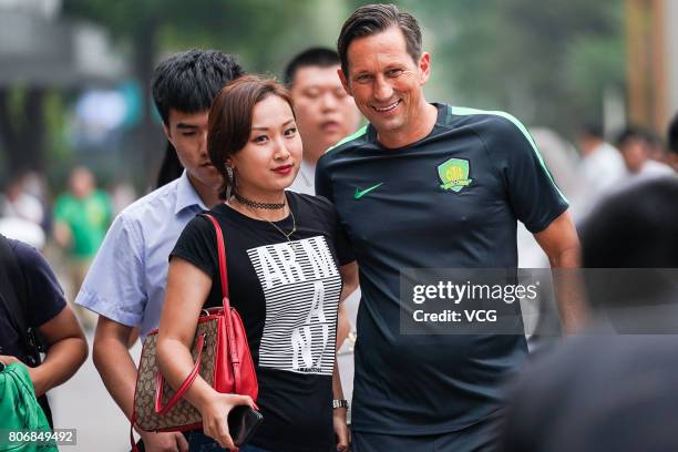 Head coach Roger Schmidt attends a training session of Beijing Sinobo Guoan F.C. Ahead of the 16th round match of Chinese Super League on July 3,...