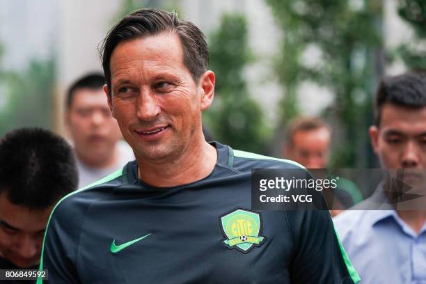 Head coach Roger Schmidt attends a training session of Beijing Sinobo Guoan F.C. Ahead of the 16th round match of Chinese Super League on July 3,...