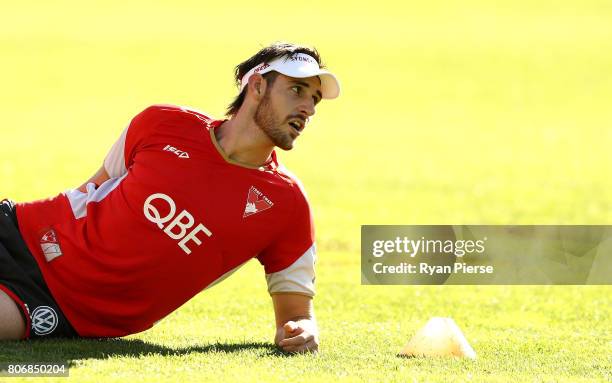 Sam Naismith of the Swans trains during a Sydney Swans AFL training session at Sydney Cricket Ground on July 4, 2017 in Sydney, Australia.