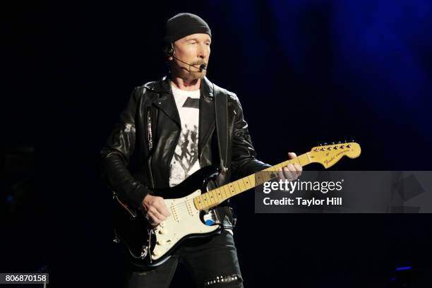 The Edge of U2 performs during "The Joshua Tree Tour 2017" at MetLife Stadium on June 28, 2017 in East Rutherford, New Jersey.