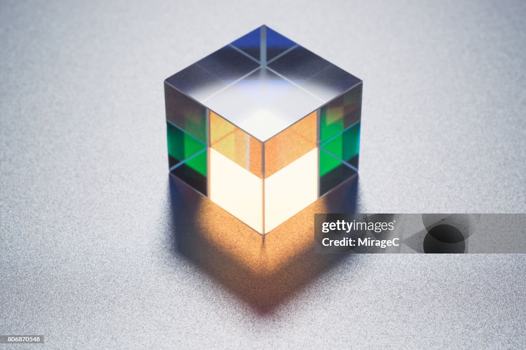 Cube Prism on Metallic Background