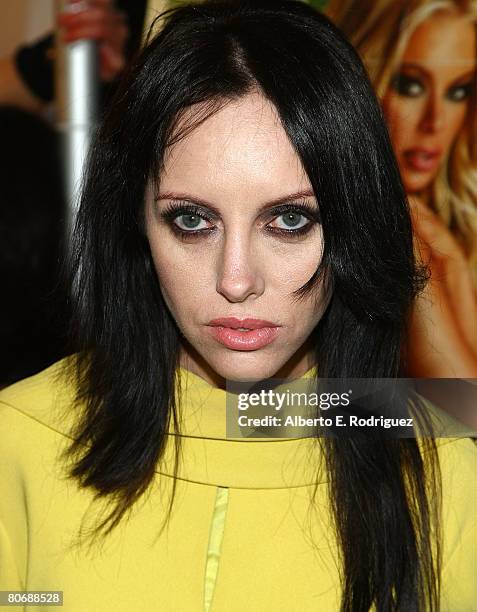 Actress Roxy Saint arrives at the Triumph Films' premiere of "Zombie Strippers" on April 15, 2008 in Los Angeles, California.