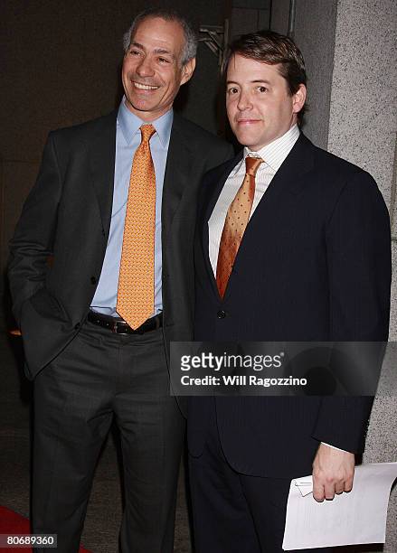 Boardmember Charles Bendit and actor Matthew Broderick attend PENCIL's 2008 Spring Gala and Awards at Cipriani Wall Street on April 15, 2008 in New...