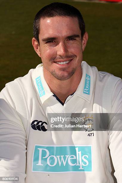 Hampshire player Kevin Pietersen poses during the Hampshire County Cricket photocall at The Rose Bowl on April 15, 2008 in Hampshire, England.