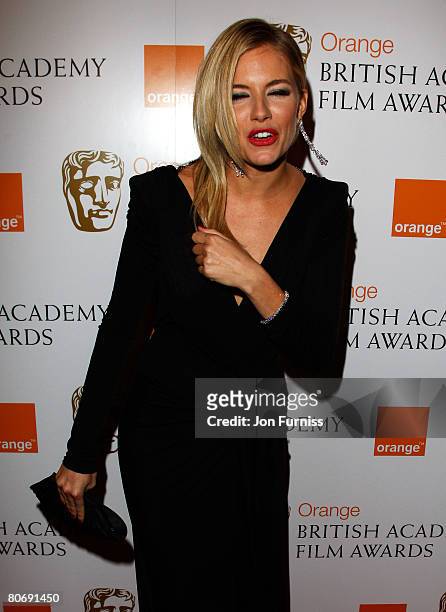 Actress Sienna Miller arrives at The Orange British Academy Film Awards 2008 at The Royal Opera House, Covent Garden on February 10, 2008 in London,...