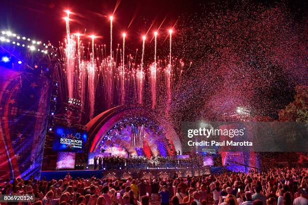 Conductor Keith Lockhart leads the Boston Pops Esplanade Orchestra in the Boston Pops Fireworks Spectacular Rehearsal on July 3, 2017 in Boston,...