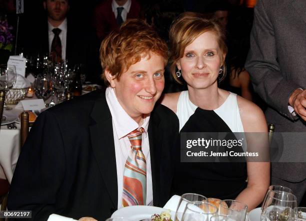 Actress and Point Foundation Honoree Cynthia Nixon poses with Christine Marinoni at the at the Point Foundation "Point Honors The Arts" Benefit at...