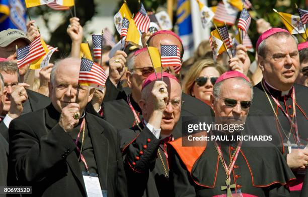 Members of the Roman Catholic Church cheer on Pope Benedict XVI during the singing of "Happy Birthday" on his 81st birthday during welcoming...