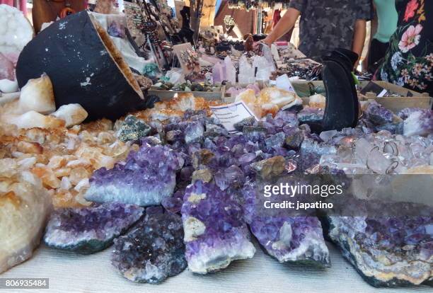 minerals for sale at a street stall - beryl mineral stock pictures, royalty-free photos & images