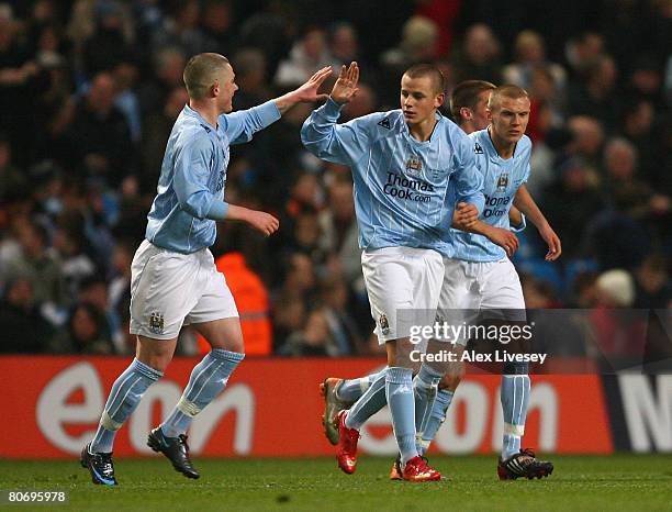 Vladimir Weiss of Manchester City celebrates after scoring his goal during the FA Youth Cup Final 2nd Leg match between Manchester City and Chelsea...