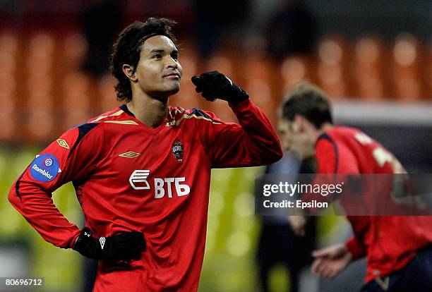 Dudu Cearense of PFC CSKA Moscow reacts during the Russian Cup semi-final football match between PFC CSKA and FC Tom at the Luzhniki Stadium on April...