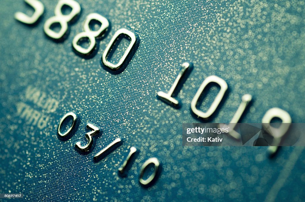 Extreme close up of credit card. 