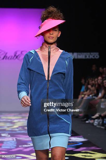 Model walks down the catwalk wearing Chabe by Laura Carrillo during Fashion Week Mexico Autumn/Winter 2008 at Centro Cultural Estacion Indianilla on...