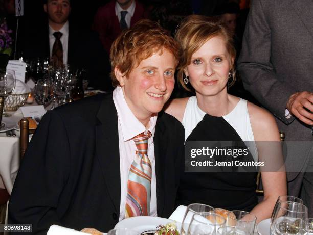 Actress and Point Foundation Honoree Cynthia Nixon poses with Christine Marinoni at the at the Point Foundation "Point Honors The Arts" Benefit at...