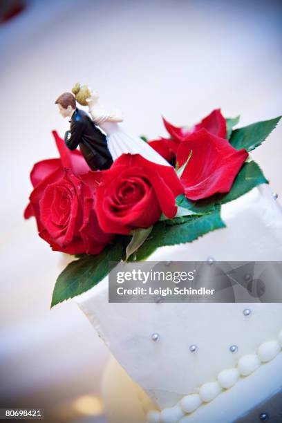 a bride and groom at odds as a cake topper. - angry groom wedding photos et images de collection