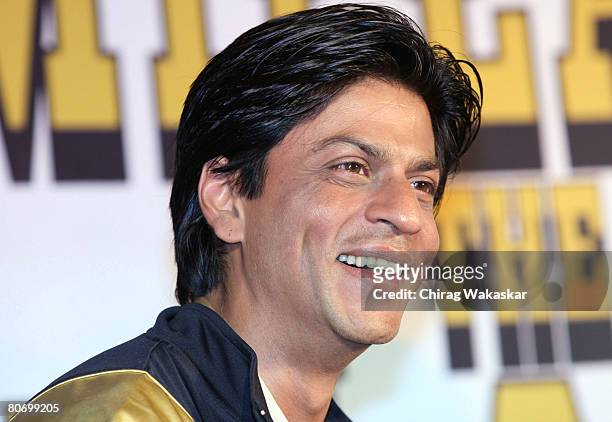 Bollywood Superstar Shah Rukh Khan at the launch of the music album for his Cricket team Kolkata Knight Riders at Hotel Taj Land's End on April 16,...