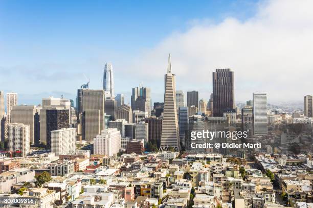 aerial view of san francisco financial district in california, usa - skyline san francisco stock-fotos und bilder
