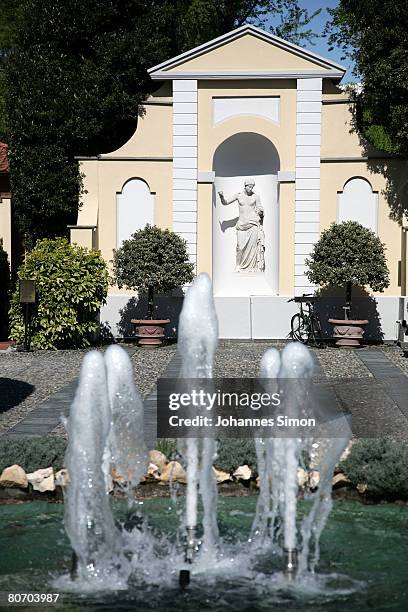 Replica of an antique statue is seen at the end of the access road to Hotel Giardino on April 16, 2008 in Ascona, Switzerland. The German football...