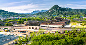 Panoramic of Gyeongbokgung palace and the Blue House , Seoul, South Korea