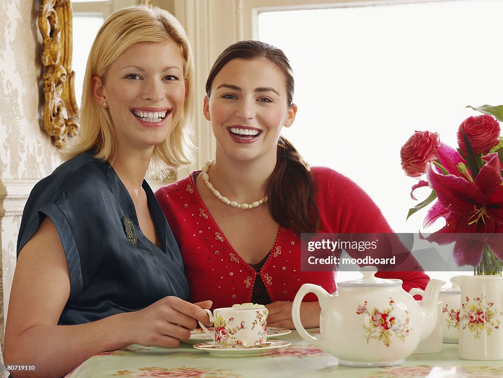 Two Young Women Dining at Tea Room