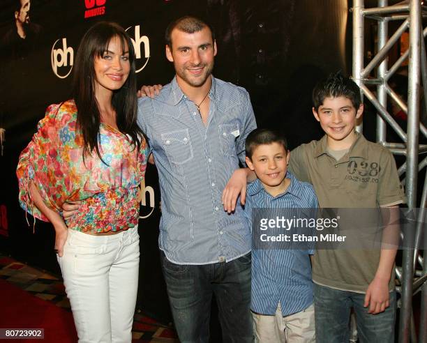 Jo-Emma Larvin, her boyfriend, boxer Joe Calzaghe, and his sons Connor Calzaghe and Joseph Calzaghe Jr., arrive at the world premiere of TriStar...