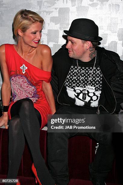 Paris Hilton and Benji Madden at Crystal Nightclub on April 15, 2008 in London, England.