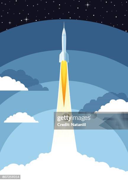 space poster - space rocket stock illustrations