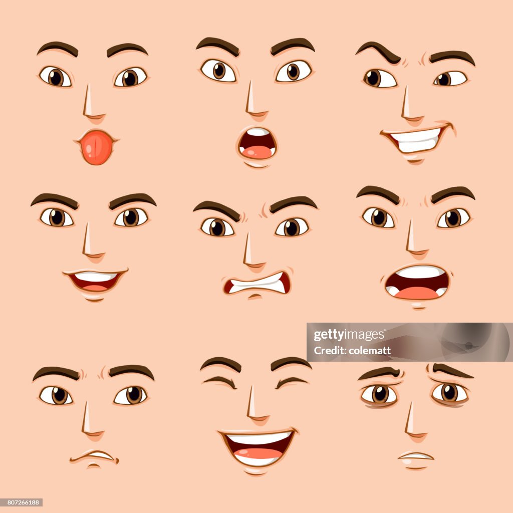 Human Normal Expression Different Facial Expressions Of Human High-Res Vector Graphic - Getty ...