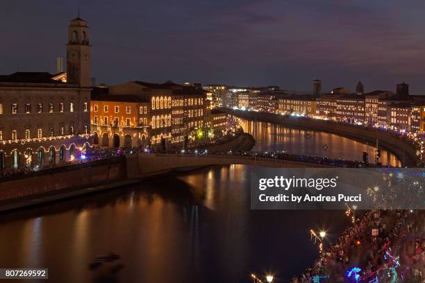 the luminara for san ranieri, pisa, tuscany, italy - luminarie photos et images de collection