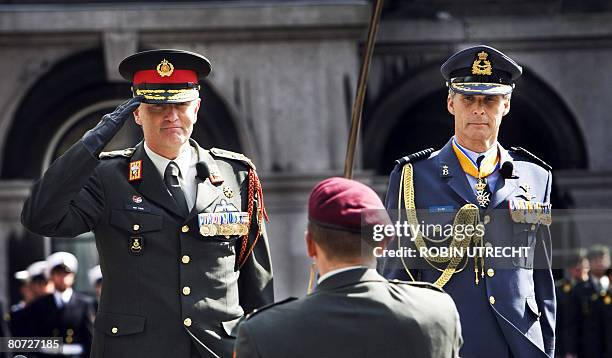 General Dick Berlijn hands over the supreme command of the Dutch armed forces to General Peter van Uhm , on April 17, 2008 in The Hague. General...