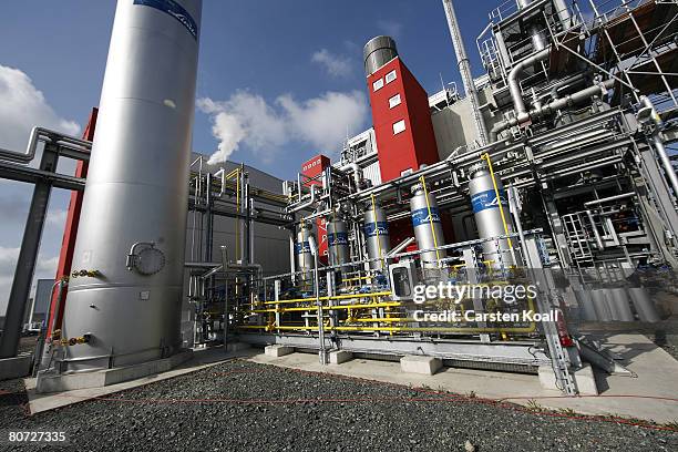 Outside view of the new Choren Industries biofuels production plant at the opening on April 17, 2008 in Freiberg, Germany. The Choren plant is a...