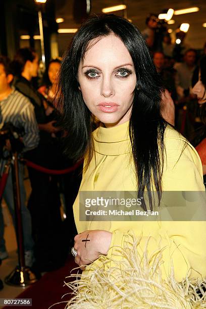 Recording artist Roxy Saint arrives at the Triumph Films' Los Angeles Premiere of "Zombie Strippers" at The Landmark Theatre on April 15, 2008 in Los...