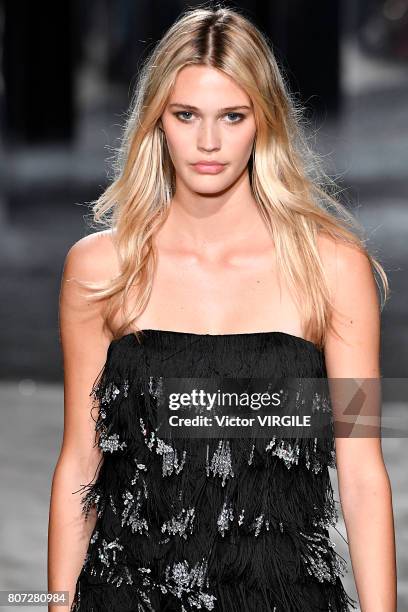 Model walks the runway during the Azzaro Couture Haute Couture Fall/Winter 2017-2018 show as part of Haute Couture Paris Fashion Week on July 2, 2017...