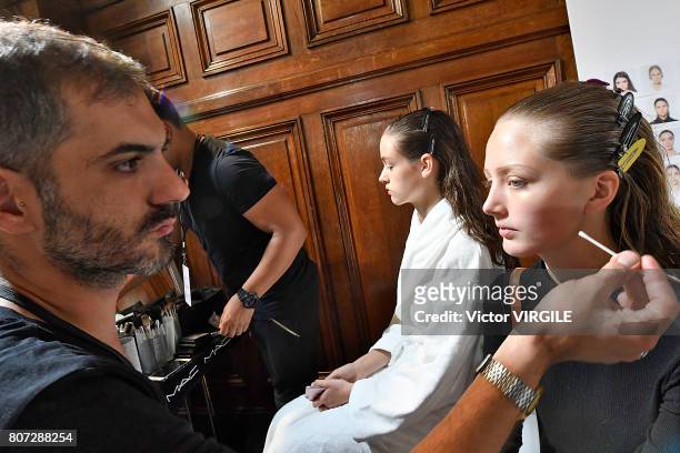 Backstage during the Proenza Schouler Ready to Wear Spring/Summer 2018 show as part of Haute Couture Paris Fashion Week on July 2, 2017 in Paris,...