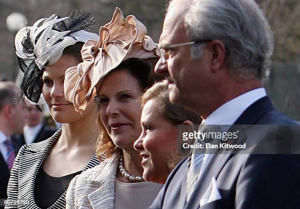 Princess Victoria of Sweden and Queen Silvia of Sweden , Grand Duchess Maria Teresa of Luxembourg and King Carl XVI Gustaf of Sweden visit Gustav...