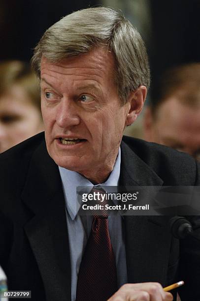 April 16: Sen. Max Baucus, D-Mont., during the House-Senate conference on the farm bill. The House passed a one-week extension of the current farm...