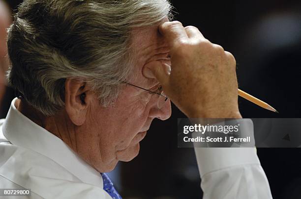 April 16: Senate Agriculture Chairman Tom Harkin, R-D-Iowa, during the House-Senate conference on the farm bill. The House passed a one-week...