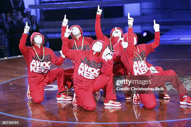 Dance crew JabbaWockeez perform during taping of Randy Jackson Presents America's Best Dance Crew at Sony Studios on March 18, 2008 in Culver City,...