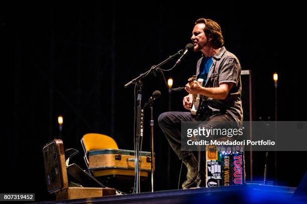 Singer-songwriter Eddie Vedder in concert at Firenze Rocks Festival. Florence, Italy. 24th June 2017
