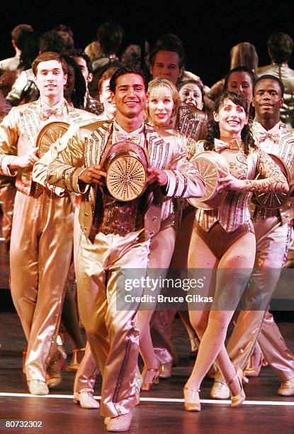 Actor Mario Lopez takes his curtain call as he makes his Broadway debut as "Zach" in the revival of "A Chorus Line" at The Gerald Schoenfeld Theater...
