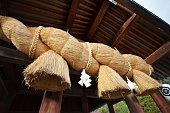 Sacred Straw Rope in front of the Prayer Hall of Izumo-taisha