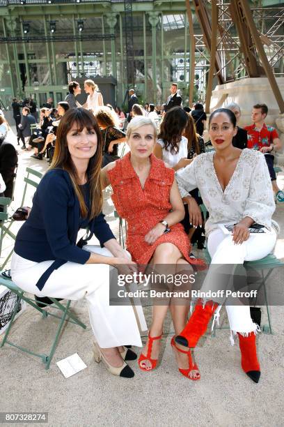 Caroline de Maigret, Melita Toscan du Plantier and Tracee Ellis Ross, daughter of Diana Ross, attend the Chanel Haute Couture Fall/Winter 2017-2018...